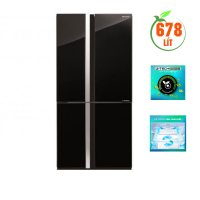 Tủ lạnh 4 cánh Sharp 605L SJ-FX688VG - Màu gương đen - J-Tech Inverter; Khử mùi Nano Bạc - Đồng