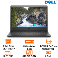 Laptop Dell Vostro 3400 - Black - 14 FHD WVA; i5-1135G7; 8GB+ 1slot; 512GB SSD +2.5; VGA MX330 2GB; Polyc; WF5+ BT5.2+ Lan; Win11H+ Office Business 2021; 1Y IH (YX51W5)