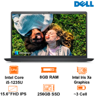 Laptop Dell Inspiron 15 3520 - Black - 15.6 FHD WVA; i5-1235U; 8GB;  256GB SSD; WF5 + BT5.0; Polyc; Win11H+ OfficeHS21; 1Y IH (N5I5122W1)