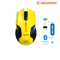 Chuột không dây Newmen Gaming E500-PRO-YL (vàng) - 2.4G+BT5.0 dual mode/4000DPI/6 nút