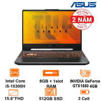 Laptop Asus TUF Gaming F15 - Black- 15.6 FHD LED 144Hz; Intel Core i5-10300H; 8GB+ 1slot; 512GB SSD;  VGA GTX1650 4GB;  Wifi 6+ BT5.2; Polyc; LedKB RGB; Win11H; 2Y  (FX506LHB-HN188W)