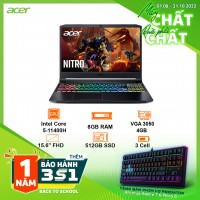 Laptop Acer Gaming Nitro 5 Eagle AN515-57-54MV - Đen - 15.6 FHD 144Hz; i5-11400H; 8GB+1slot; 512GB SSD+1M.2+1HDD; VGA RTX3050 4GB; Wifi6+BT5.1; Polyc; LedKB RGB; Win11H; 1Y 3S1(NH.QENSV.003)