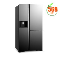 Tủ lạnh SBS Hitachi 569L R-MY800GVGV0-MIR ( gương kính, 3 cánh, ngăn chân không, làm đá tự động, lấy đá ngoài, CSPF: 1.80 )