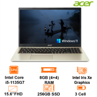 Laptop Acer Aspire 3 A315-58-53S6 - Gold - 15.6 FHD IPS; I5-1135G7; 8GB(4 on+ 4); 256GB SSD +1 M.2+ 1 HDD; Wifi5+BT4.2; Polyc; Win11H; 1Y (NX.AM0SV.005)