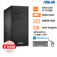 PC Asus ExpertCenter D700TC (27L) Intel Core i7-11700;B560; 8GB+ 3 slot; 256GB + 3.5; VGA GTX1660Ti 6GB: 1 DP + 1DVI + 2 HDMI;  WF6+BT5.2; K&M; 500W(80+Bronze); 1 COM+ 1LPT; Win11H; 2Y