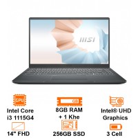 Laptop MSI Modern 14  -Gray- 14 FHD IPS; Intel Core i3-1115G4; 8GB 3200MHz + 1Slot; 256GB SSD;  WiFi 6 + BT5.2; Alu A; Win10H; 1Y (B11MOU-1030VN)