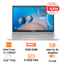 Laptop Asus Vivobook X515EA - Silver - 15.6 FHD IPS; Intel Core i7-1165G7; 8GB on + 1Slot; 512GB SSD + 2.5; Wifi5 + BT4.1; Polyc; FG; Win11H; 2Y (X515EA-EJ1918W)