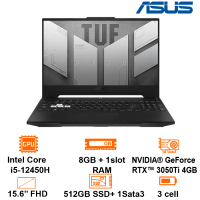 Laptop Asus TUF Gaming F15 - Black- 15.6 FHD LED 144Hz; Intel Core i5-12450H; 8GB+ 1slot; 512GB SSD;  VGA RTX3050Ti 4GB;  Wifi 6+ BT5.2;  Alu A; LedKB RGB; Win11H; 2Y  (FX517ZE-HN045W)