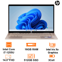 Laptop HP 2 in 1 Pavilion X360 14 ek0055TU - Gold- 14 FHD Touch IPS + Pen; Intel Core i7-1255U; 16GB on 3200Hz;  512GB SSD;  Wifi6+ BT5.2; Alu A,B,C; Win11H; 1Y (6L293PA)