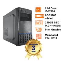 Bộ linh kiện máy tính CPC OM24D04 Intel Core i3-12100/H610/8GB3200+1slot/256GB SSD M.2 + 4xSata/HDMI+VGA/Tower/Dos/3Y
