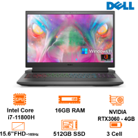 Laptop Dell Gaming G15 5511 - Gray - 15.6 FHD 165Hz; i7-11800H; 16GB(8+8);512GB SSD+ M.2;VGA RTX3060 6GB; WF6 +BT5.2; Polyc; LedKB RGB; Win11H+ Office HS21; 1Y IH(70283448)