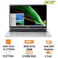 Laptop Acer Aspire 3 A315-58-358E - Bạc - 15.6 FHD IPS; I3-1115G4; 8GB(4 on+ 4); 512GB SSD +1 M.2+ 1 HDD; Wifi5+BT4.2; Polyc; Win11H; 1Y (NX.ADDSV.00F)