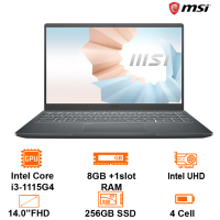 MTXT MSI Modern 14 B11MOU 1028VN Intel Core i3-1115G4/8GB+1Slot/256GB SSD/14 FHD/Win11H/Gray