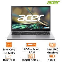 Laptop Acer Aspire 3 A315-59-321N - Bạc - 15.6 FHD; I3-1215U; 8GB + 1slot; 256GB SSD +1 M.2+ 1 HDD; Wifi5+BT4.2; Polyc; Win11H; 1Y (NX.K6TSV.009)