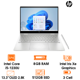 Laptop HP 2 in 1 Envy X360 13-BF0114TU -Natural Silver- 13.3 OLED Touch 2.8K +Pen; Intel Core i5-1230U; 8GB on 3200Hz;  512GB SSD;  Wifi6+ BT5.2; Alu A,B,C; 1.34kg; Win11H; 1Y (13-BF0114TU-7C0P0PA)