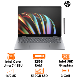 Laptop HP Envy x360 14-FC0086TU-A19BWPA Core Ultra 7-155U; 32GB RAM; 512GB SSD; Intel Graphics;14"2.8K; IR/OLED; LKB; Webcam; 3 Cell; Wlan ax+BT; Pen; Win11H64, Silver, 1Y