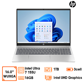 Laptop HP Pavilion 16-AF0052TU-AY8C1PA core Ultra7-155U; 16GD5 bus 7467Mhz; 1TB SSD; 16" WUXGA; AX + BT5.3; 3C 59WHr; W11SL; Off21HS; BẠC