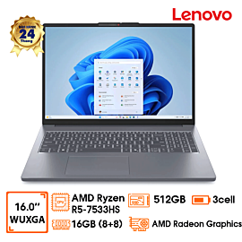 Laptop Lenovo Ideapad Slim 3 16ARP10-83K80016VN R5-7533HS, 16GD5 (8+8), 512GB SSD, AMDRadeon 660M, 16" WUXGA, 60Wh, ax+BT, W11H64, Xám (Cloud Grey), 2Y WTY