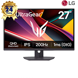 Màn hình 27 inch; LG UltraGear G6; IPS; 2K; 99% sRGB 16.7M; 200Hz; 1ms; 400cd/m2; VESA 100x100; Chân thường; Cổng HDMI/VGA; Cáp HDMI; BH 2Y; 27G610A-B.ATVQ