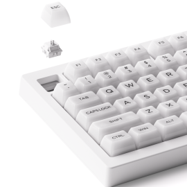 Bàn phím cơ gaming  AKKO 5075B Plus Transparent ASA White, Piano Pro Switch, 75%, USB Type C / Bluetooth 5.0/ Wireless 2.4Ghz, LED nền RG(16 triệu màu), hotswap, PBT Double-Shot, ASA profile, Pin 3000mah,Windows / MacOS / Linux