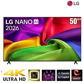 TV LG 50-inch Nano 4K AI 50NU805BPSC- webOS 26, 60Hz, Voice Seach; Bộ xử lý α7 AI Processor 4K Gen9 ; Loa 20W, âm thanh vòm AI Sound Pro (9.1.2 kênh),Nút AI mới, điều khiển giọng nói, thao tác kéo thả trên AI Magic Remote, 2 chân 2 bên (2026)