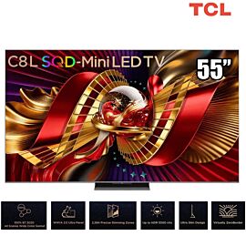 TV TCL 55-inch SQD-MiniLED 4K 55C8L Google TV, 144Hz -độ sáng 5500 nit, Wifi 5, bộ xử lý TSR AiPQ Processor, Loa Bang & Olufsen (B&O).