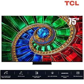 TV TCL 75-inch RGB- Mini LED 4K75RM7L HVA Panel 144 Hz - Google TV; Bộ xử lý AiPQ Pro,100% BT.2020 Ultra-wide Color Gamut; Bộ xử lý TSR AiPQ Processor,, Loa ONKYO 2.1(50-60W) Hi-Fi System, AiPQ Pro Processor, Slim & Unibody, 2000 nits
