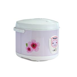 Nồi cơm điện Kangaroo 2.2L KG827 - Màu hồng hoạ tiết hoa - 900W; Nồi dày 2.8mm chống dính 2 lớp