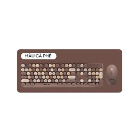 Bộ bàn phím chuột không dây AULA AC306 - Wireless 2.4G, Màu Nâu Coffee mix, Phím tròn, 1600 DPI, Pin*2