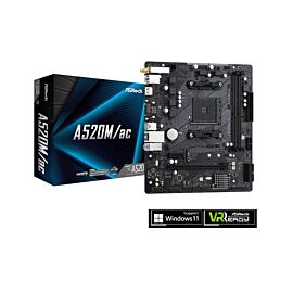 Main ASRock A520M/ac: AMD AM4; LAN 1Gb+ Wifi AC+ BT4; 1 M.2 PCIe; 1HDMI; mATX; 3Y