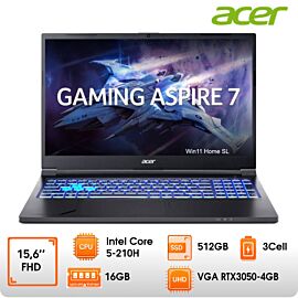 Laptop Acer Gaming Aspire A715-59G-59RD core 5-210H, 16GD4 3200, 512GB SSD, RTX3050-4GB-GDR6 UMA; 15.6" FHD+; Win11SL; Black; NH.DXUSV.001
