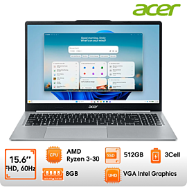 Laptop Acer Aspire Lite 15 AL15-21P-R87W-NX.DNUSV.001 AMD Ryzen 3-30; 8GD5 onbroad (1 khe); 512GB SSD; UMA; 15.6" FHD; Wifi AX + BT5; 45.6Wh; Win11HSL; Bạc; 1Y