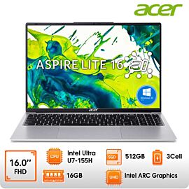 Laptop Acer Aspire Lite AL16-71P-71WU-NX.D4XSV.002 Silver 16" FHD Ultra U7-155H; 16GD5 bus 5600; 512GB; 58Wh, Win11H, 1Y