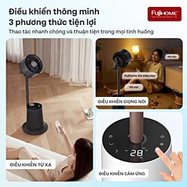 Quạt cây tuần hoàn không khí Fujihome CFR01PRO-VOICE, điều khiển bằng giọng nói , 40W, 24 tốc độ, màu đen