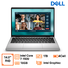 Laptop Dell 14 DC14250, 14” FHD, Core 7-150U, 16GD5 (1x16GB) (up to 32GB), 1TB SSD, UMA, 54Wh Win 11, Office Home 24, Silver, 1Y (DC14250-C7U161W11SLU-27)