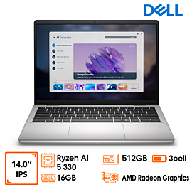 Laptop Dell 14 DC14255, 14"(1920x1200) Anti-Glare Non-Touch 300nits WVA/IPS, Ryzen AI 5 330 ((50 TOPS NPU, 4 cores, up to 4.5 Ghz), 16GD5 (1x16GB) 5600MT/s, 512GB SSD NVMe, 4 Cell - 54Whr Battery, Win11 Home, Copilot+ PC, Keyboard Backlit + Copilot, Plati