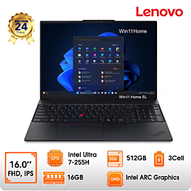 Laptop Lenovo Thinkpad E16 Gen 3  - Black- 16" FHD IPS 300nits; Intel Core Ultra 7-255H; 16GD5 5600 ; 512GB SSD; WF6+ BT5; Win11H; 2Y (E16-G3-21SR002UVN)