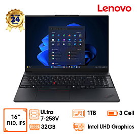 Laptop Lenovo Thinkpad E16 Gen 3 - Black- 16" FHD IPS 300nits; Intel Core Ultra 7-258V; 32GD5 5600 ; 1TB SSD; WF6+ BT5; NO OS; 2Y (E16-G3-22AY003TVA)