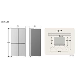Tủ lạnh 4 cánh LG 400L Multi Door F40BG (inverter tiết kiệm điện năng, Multi Ari Flow phân bổ đều không khí lạnh, ngăn điểu chỉnh nhiệt độ linh hoạt theo từng loại thực phẩm, mặt kính đen.)