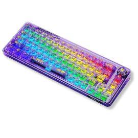 Bàn phím cơ gaming AULA F68 - Màu tím trong suốt, 65% 68 phím, Wireless 2.4GHz + Bluetooth 5.0 + USB Type-C, ICE Crystal Switch - Linear, LED RGB, Hotswap, Pin lithium 2800mAh