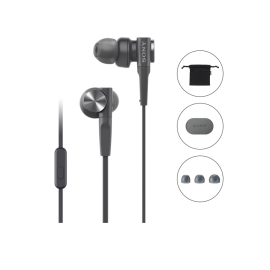 Earphone Sony EXTRA BASS MDR-XB55AP - màu đen - Loa 12mm loại vòm; MIC+Khiển trên dây; dây 1.2m; 8g