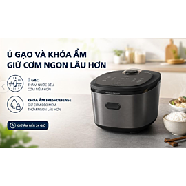 Nồi cơm cao tần Philips 1.5L HD5210/82, 1200W, 11 công thức nấu, tiếng Việt, màu đen