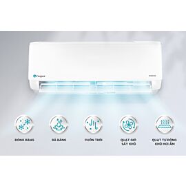 Điều hòa Casper JC-09IU36-O - Inverter tiêu chuẩn; 1HP 9250 BTU; CSPF 4.05;3 sao, Điện năng tiêu thụ 1040W, Cánh đảo gió tiêu chuẩn, có Turbo, dàn nóng 16kg model 2025