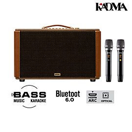 Loa Karaoke xách tay Kadma KS300B 40Hz - 20KHz,15.000 mAh (192Wh), bluetooth 6.0, DSP chip x2 .mp3,WAV,FLAC, HDMI ARC 15.9kg, kèm 1 mic, màu nâu