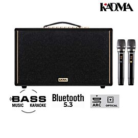 Loa Karaoke xách tay Kadma KS88B 40Hz - 20KHz,15.000 mAh (192Wh), DSP chip x2 .mp3,WAV,FLAC, HDMI ARC 17.5kg, bluetooth 6.0 kèm 2 mic, màu đen