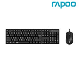 Bộ bàn phím chuột có dây Rapoo MK1- Màu đen, Full size, 1000DPI, thiết kế chống nước