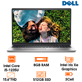 Laptop Dell Inspiron 15 3520 -Silver- 15.6 FHD; Intel Core i5-1235U; 16GB (2x8gb);  512GB SSD; Carbon Silver; 3 cell 41Whr; Win11H+ OfficeHS21; 1Y IH (N3520-N5I5052W1-Silver)