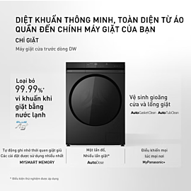 Máy giặt Panasonic cửa trước 11kg NA-22VDW1BVT (ActiveFoam, stainmaster, Blue AG+, bảng điều khiển cảm ứng, cảm biến thông minh AI Smart Wash, tự động vệ sinh lồng giặt và gioăng cửa, tự động phân bổ, điều khiển từ xa qua IoT và ghi nhớ thông minh My Smar