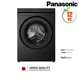 Máy giặt Panasonic cửa trước 12kg NA-24VDG1BVT (ActiveFoam, stainmaster, Blue AG+, cảm biến thông minh AI Smart Wash, ghi nhớ thông minh My Smart Memory, vệ sinh lồng giặt Tub Hygiene) màu đen, H x W x D (845 x 596 x 585)