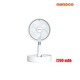 Quạt sạc gấp gọn Nanoco NFF1618W, 7200 mAh, màu trắng